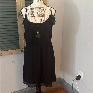 Old Navy Black Ruffle-Trim Spaghetti Strap Mini Dress